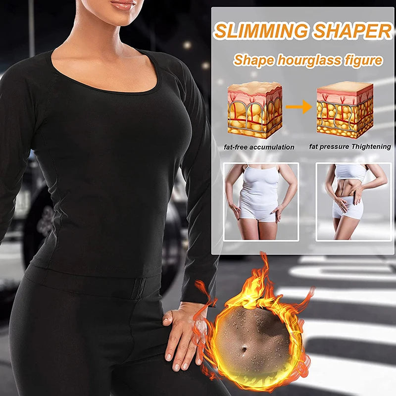 Women Sauna Suits Thermal  Long Sleeves Sweat Body Shaper Waist Trainer Arm Trimmer Shapewear Workout Winter Sportswear