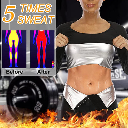 Women Sauna Suits Long Sleeves Sweat Body Shaper.