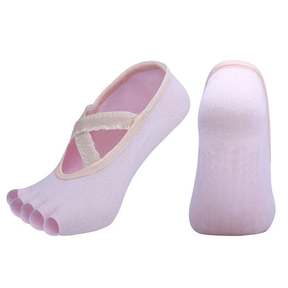 Yoga Socks Lace Cross Strap Bandage Non Slip Gym Workout Pilates Ballet Dance Cotton Split Toe Grip Floor Socks