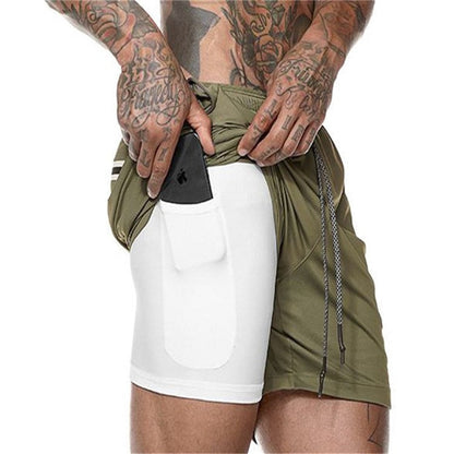 Double Layer Solid Shorts Large Size Fitness