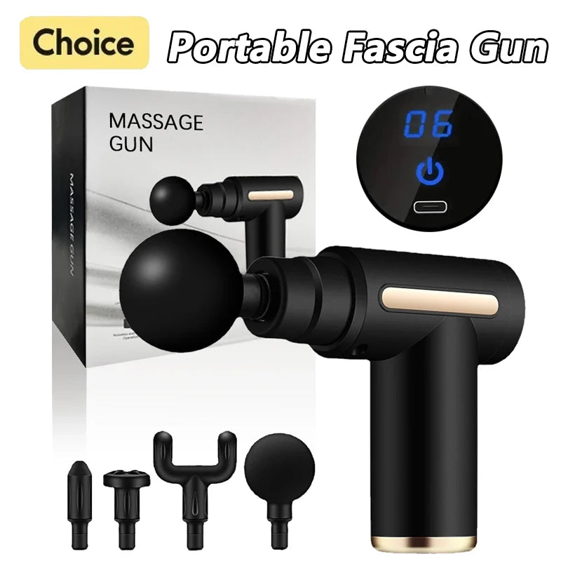 Fitness - Portable Fascia Gun Deep Tissue Massage Mini Lightweight and Adjustable Speed Massage Equipment Suitable for the Whole Body