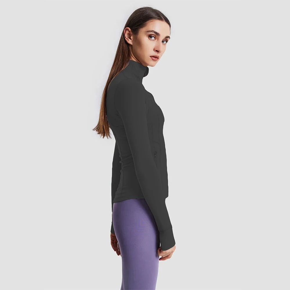 New yoga jacket with zipper, stand-up collar, ideal for fitness training