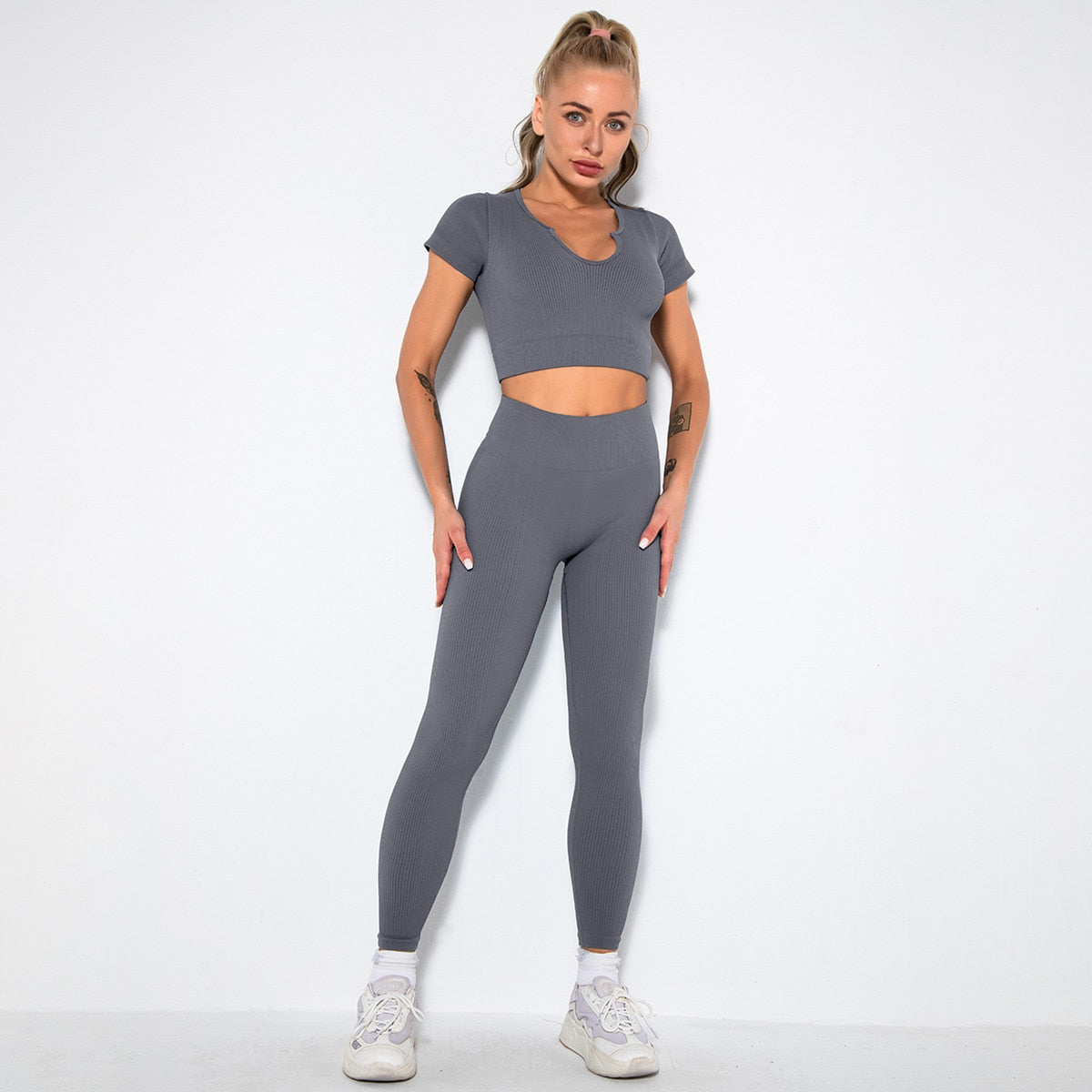 2PCS/Set Seamless Fitness Women Yoga Suit