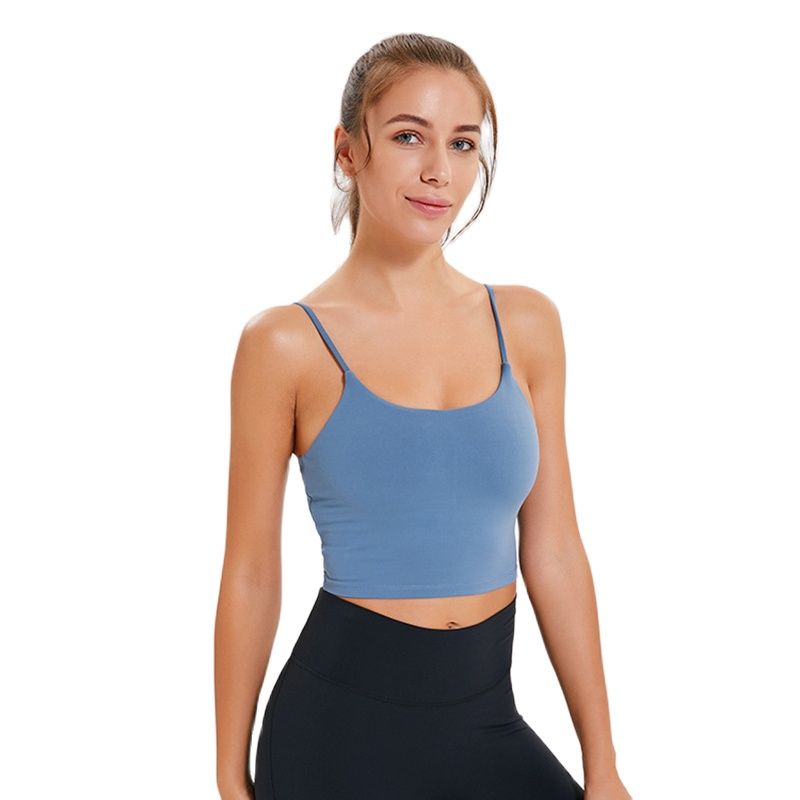 Solid Cami Sports Bra Women Vest Type Push Up Gym Crop Top