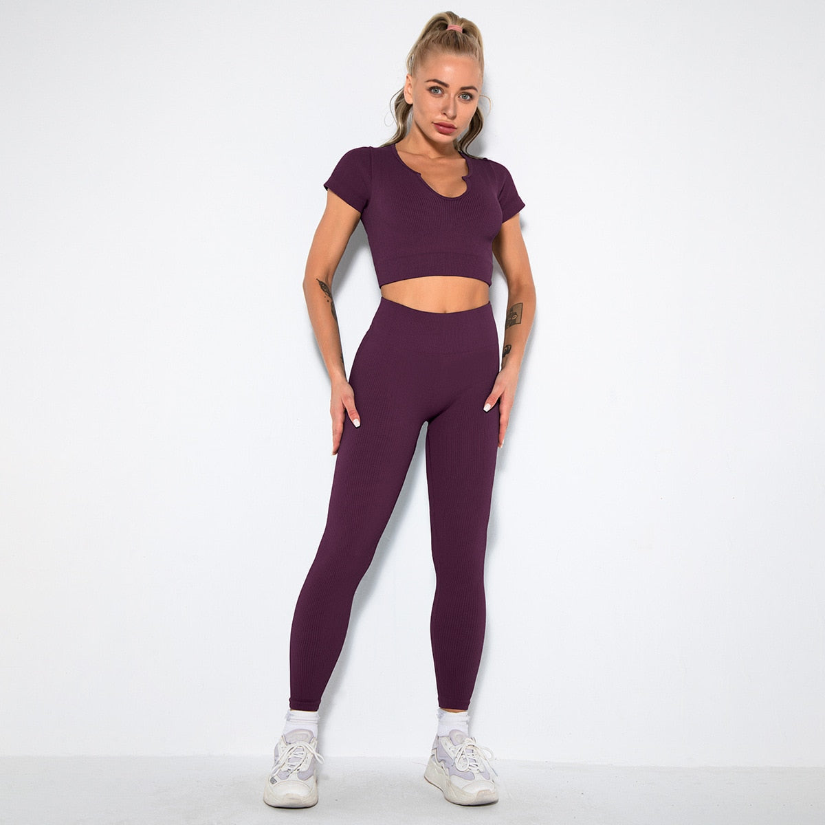 2PCS/Set Seamless Fitness Women Yoga Suit