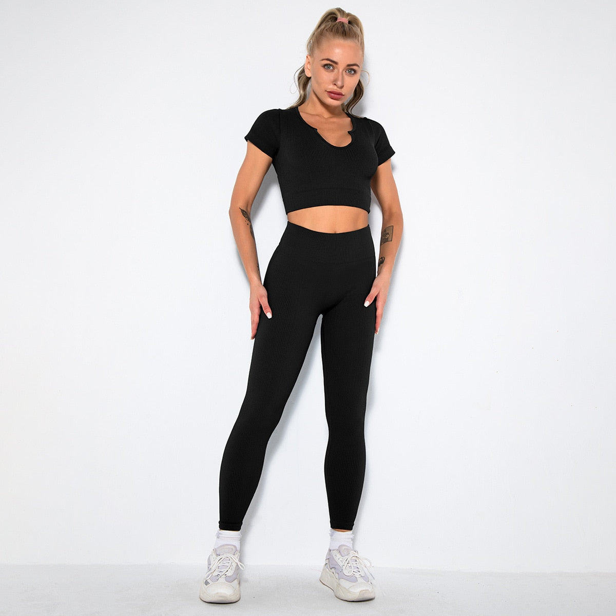 2PCS/Set Seamless Fitness Women Yoga Suit