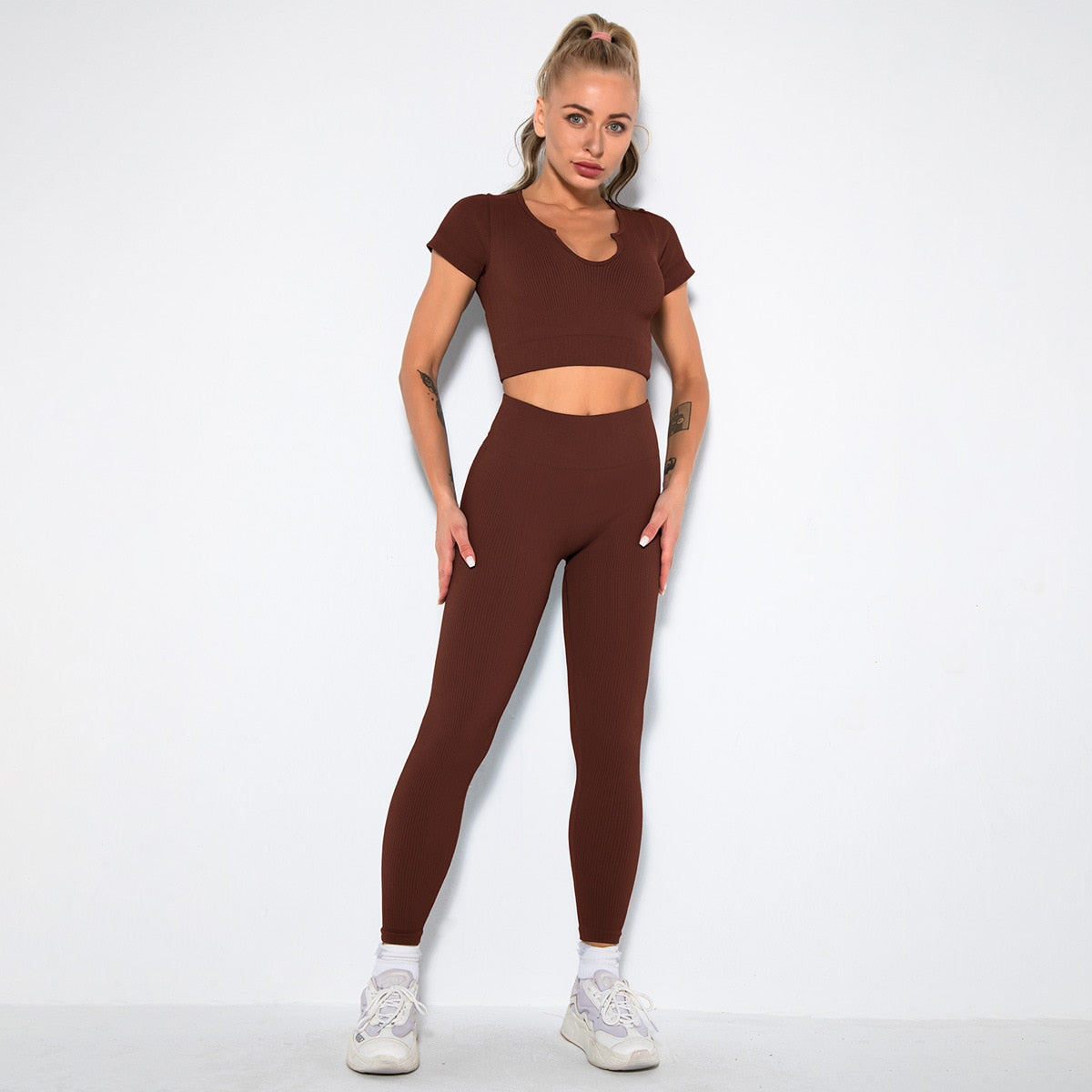 2PCS/Set Seamless Fitness Women Yoga Suit