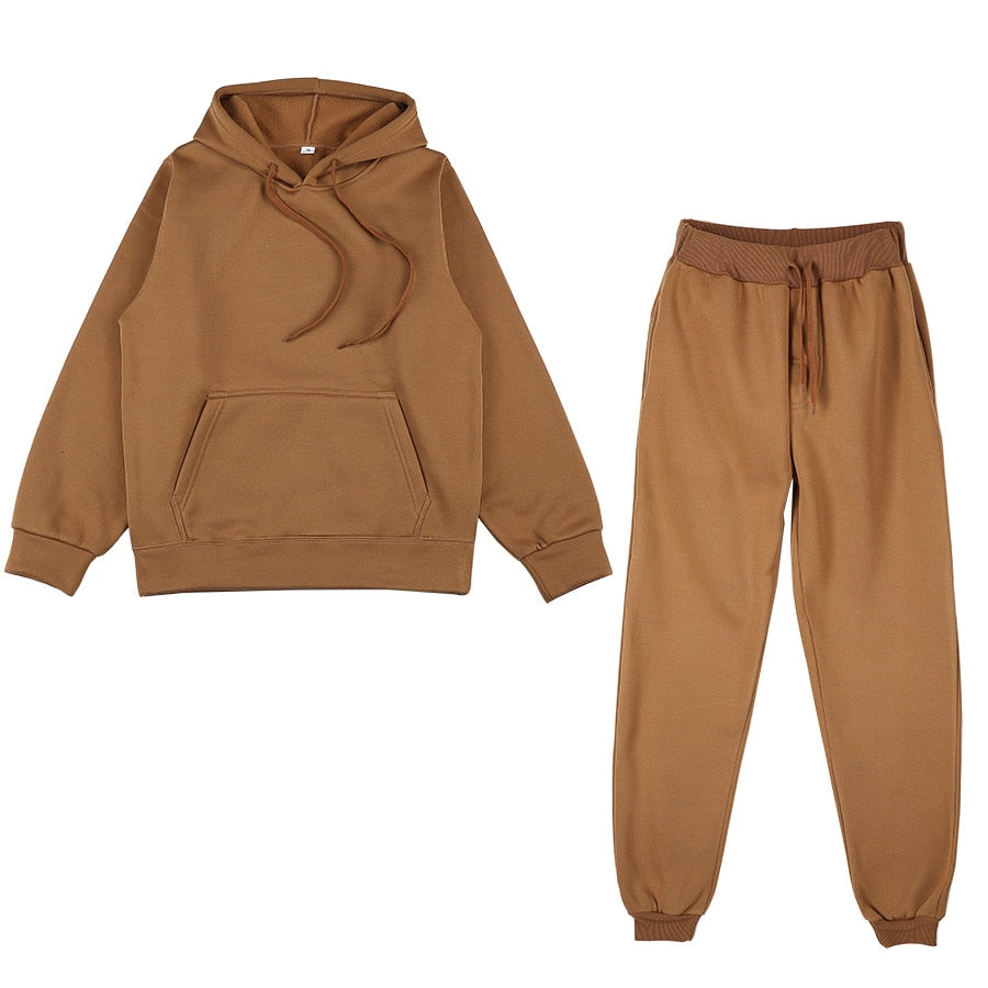 Two Piece Set Casual Fleece Tracksuit Women