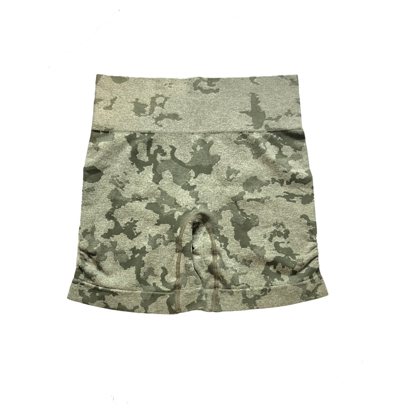 Women Adapt Camo Seamless Shorts High Waist Booty Gym.