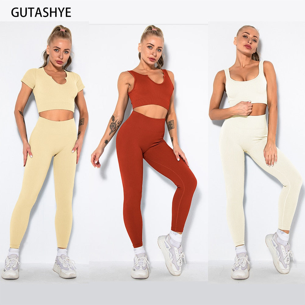 2PCS/Set Seamless Fitness Women Yoga Suit