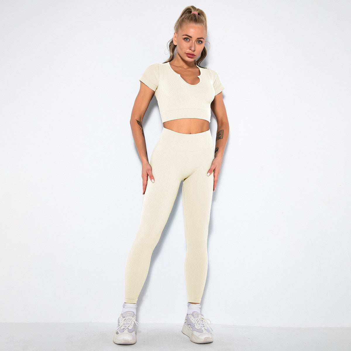 2PCS/Set Seamless Fitness Women Yoga Suit