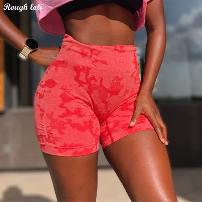 Women Adapt Camo Seamless Shorts High Waist Booty Gym.